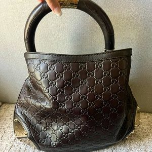 Gucci Indy Leather Monogram Tasstle Hobo Bag NWT